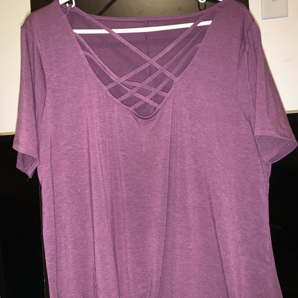 Criss cross purple tee